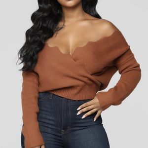 Fashion Nova Finding Love Sweater In Cognac